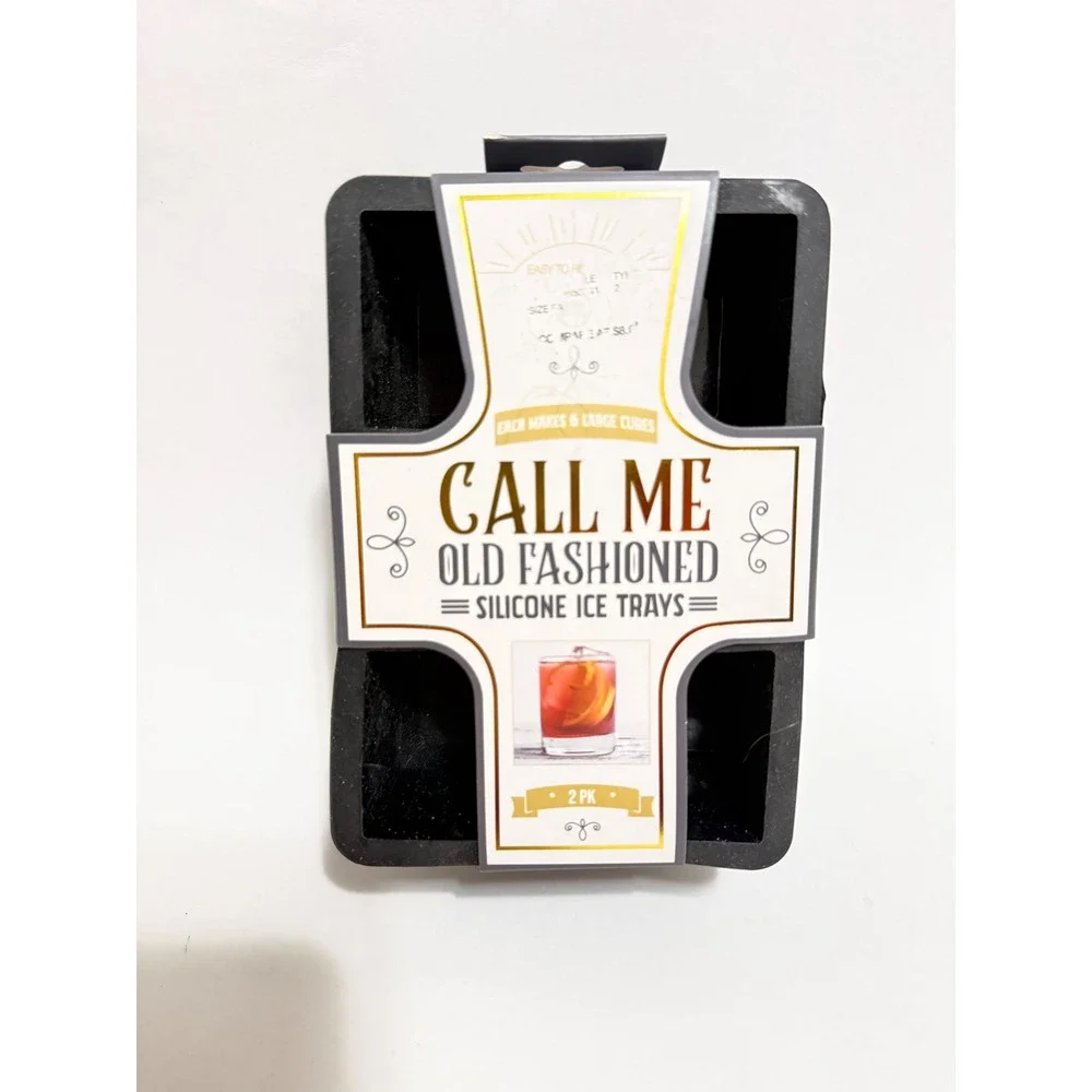 Evriholder Call Me Old Fashioned Silicone Ice Trays 2 Pack‎ Large 2 Inch Cubes